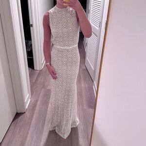 Elegant Cream Lace Maxi Dress